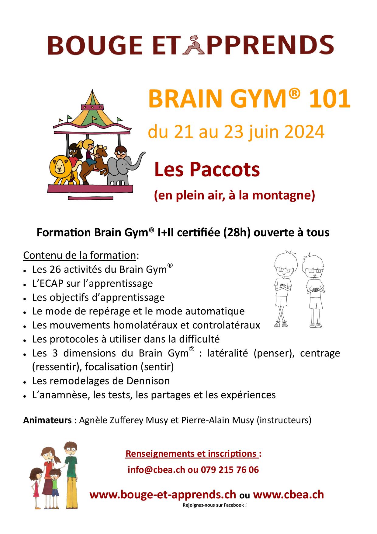 Brain Gym Les Paccots 21 23 juin 2024