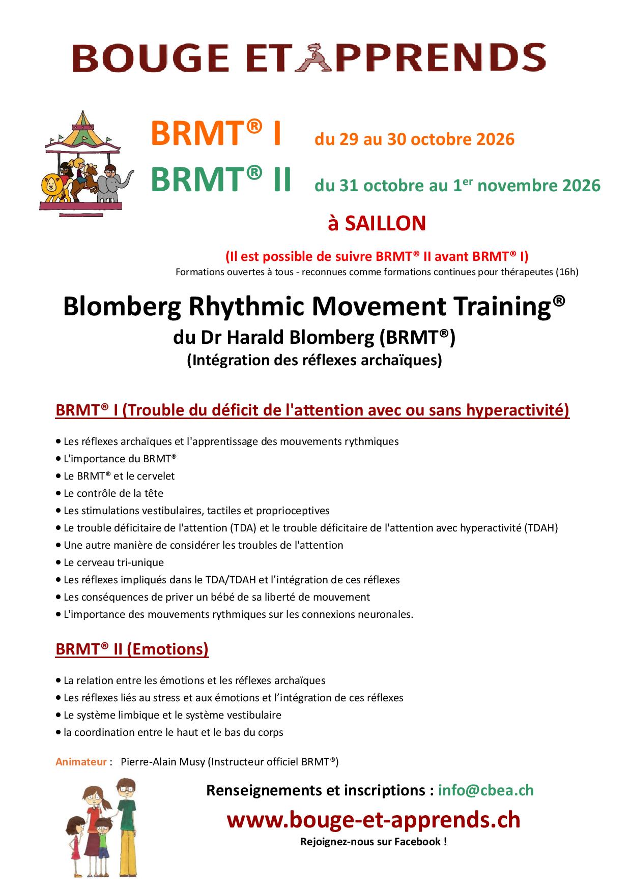 RMT I et II Saillon du 29 octobre au 1er novembre 2026